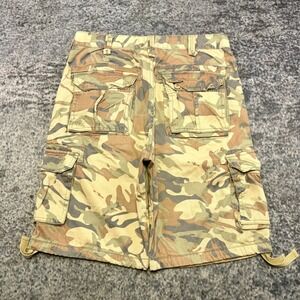 Jordan Craig Camo Cargo Shorts Mens 34 Green Brown Camouflage Baggy Skater Y2K
